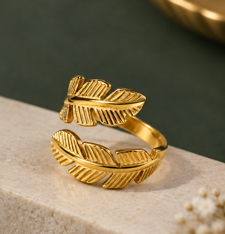 Golden Leaf Wrap Ring
