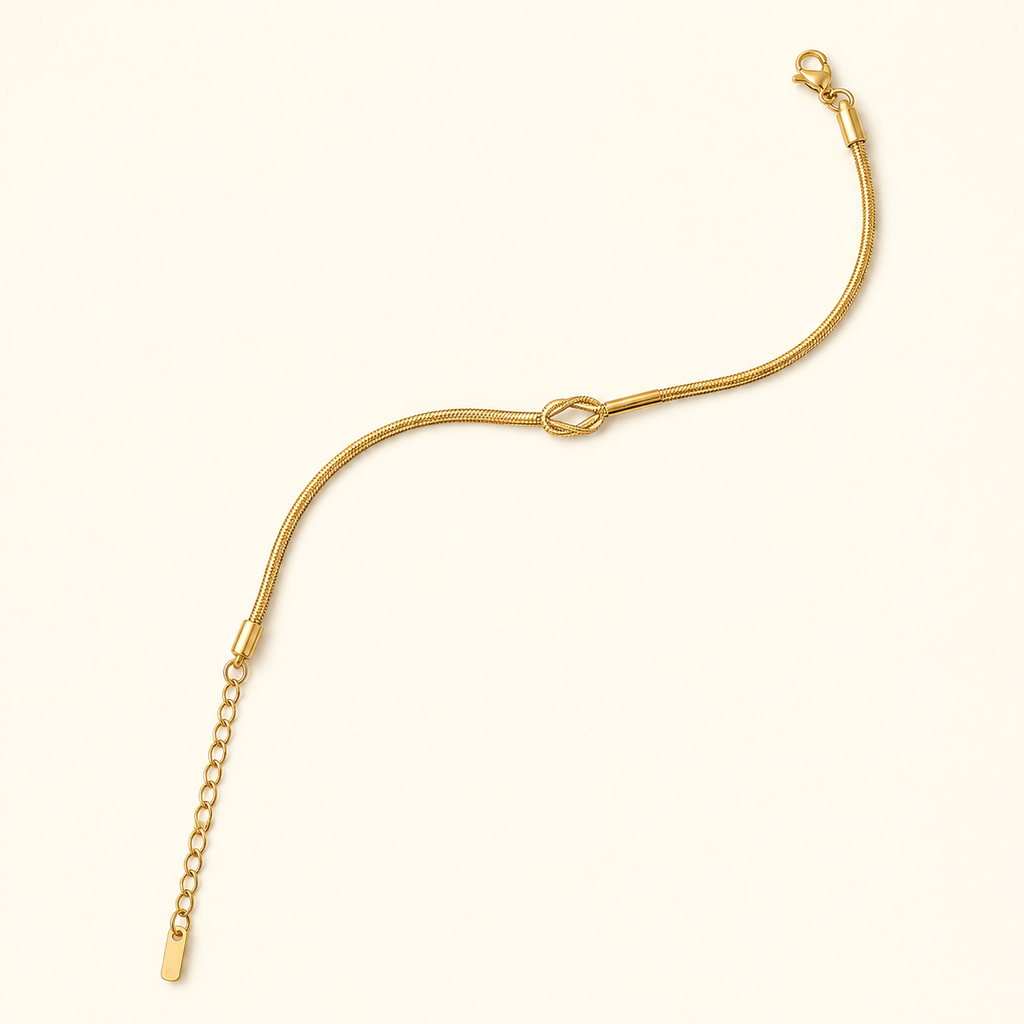 Elegant Gold-Tone Knot Chain Bracelet