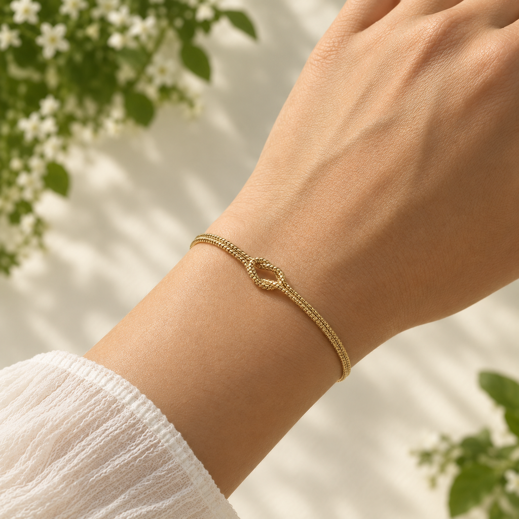 Elegant Gold-Tone Knot Chain Bracelet