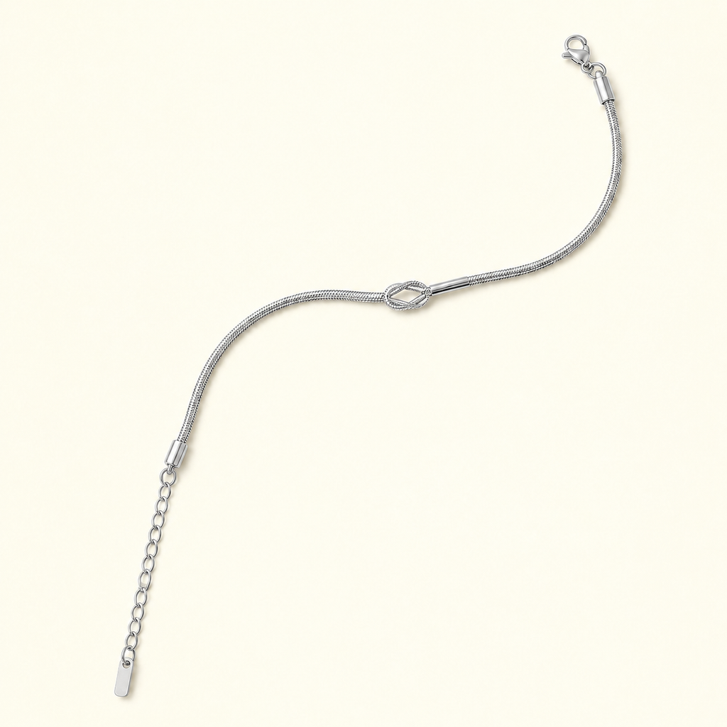 Elegant Silver-Tone Knot Chain Bracelet