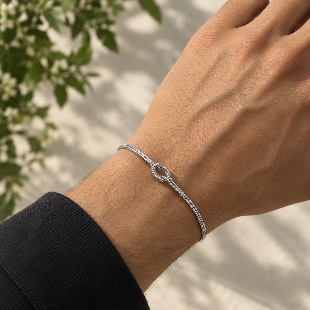 Elegant Silver-Tone Knot Chain Bracelet