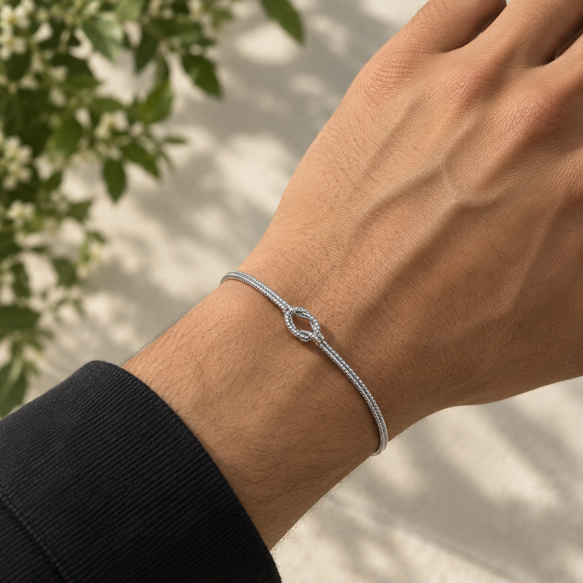 Elegant Silver-Tone Knot Chain Bracelet