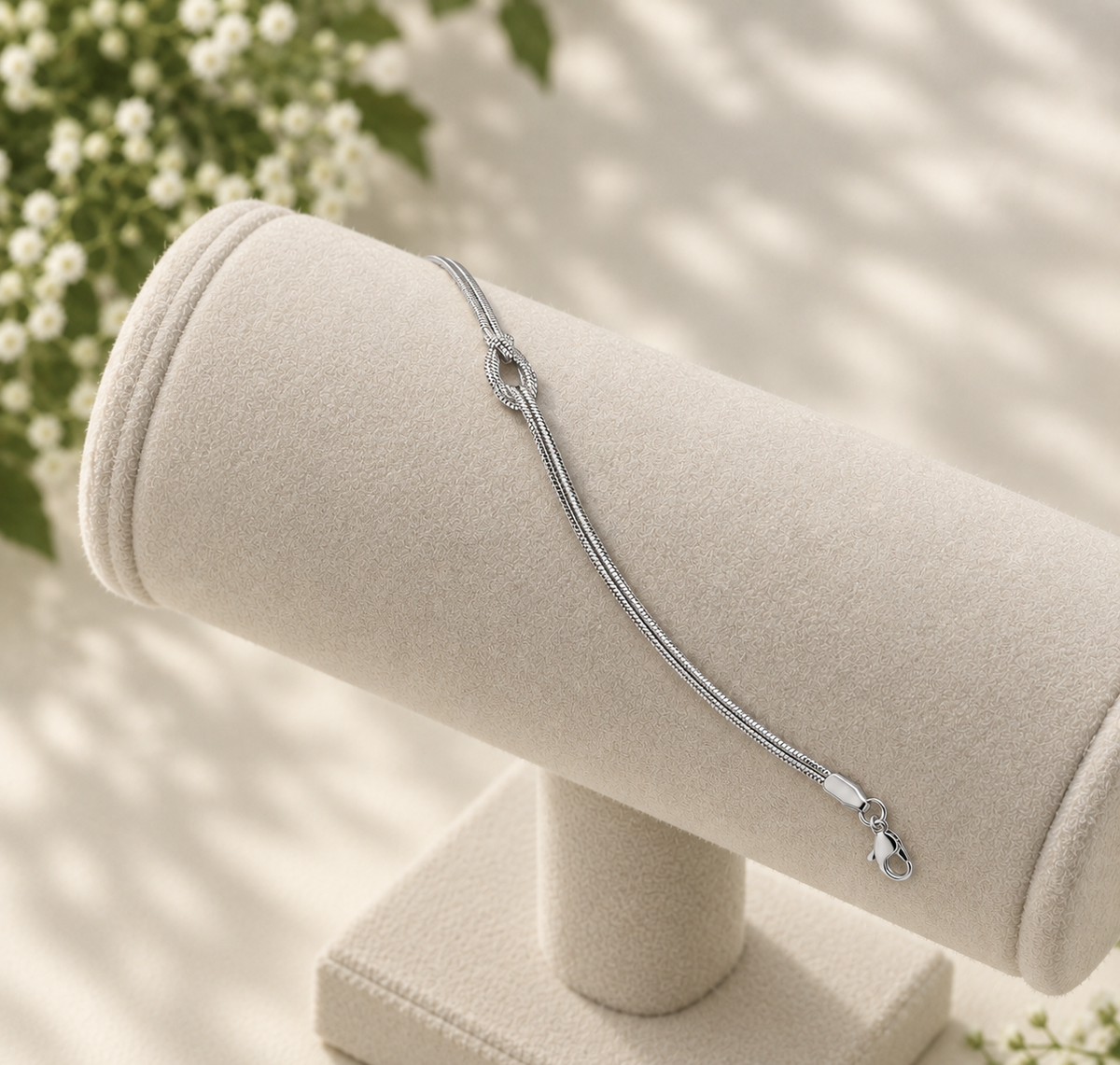 Elegant Silver-Tone Knot Chain Bracelet