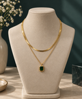 Emerald Layered Gold Necklace