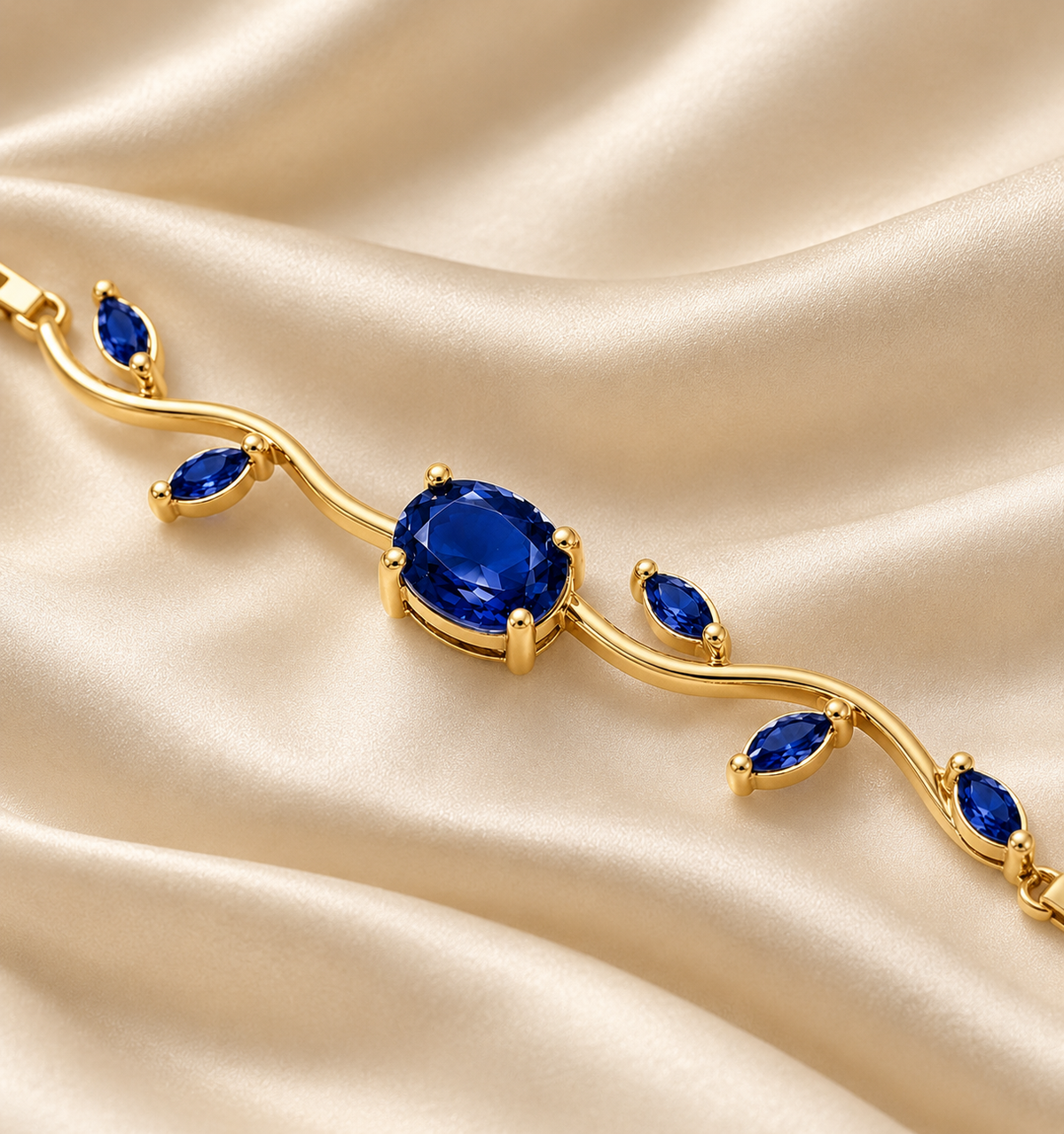 Golden Sapphire Blue Tulip Bracelet