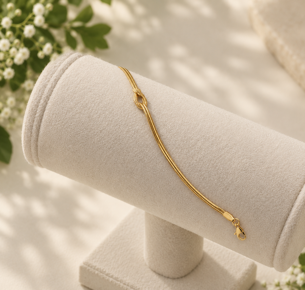 Elegant Gold-Tone Knot Chain Bracelet