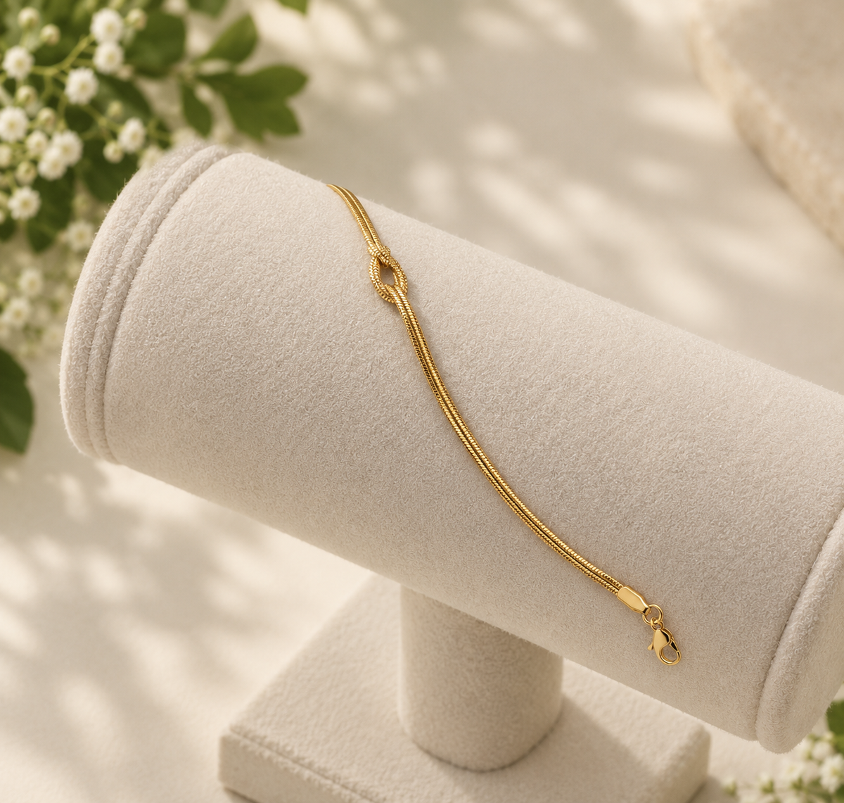 Elegant Gold-Tone Knot Chain Bracelet