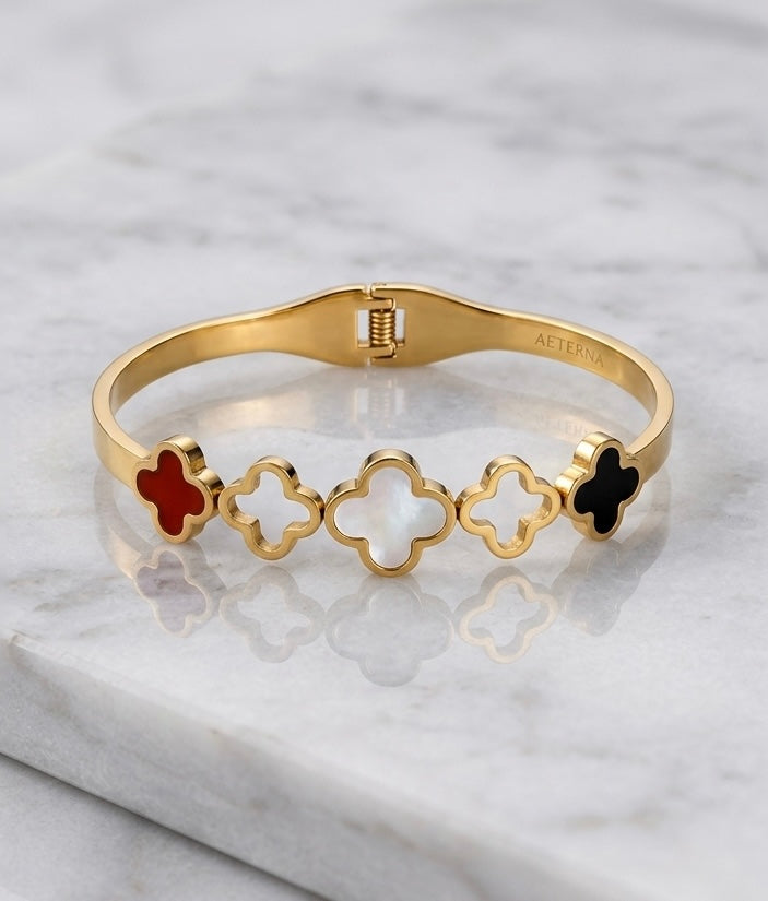 Clover Charm Bangle Bracelet for Women