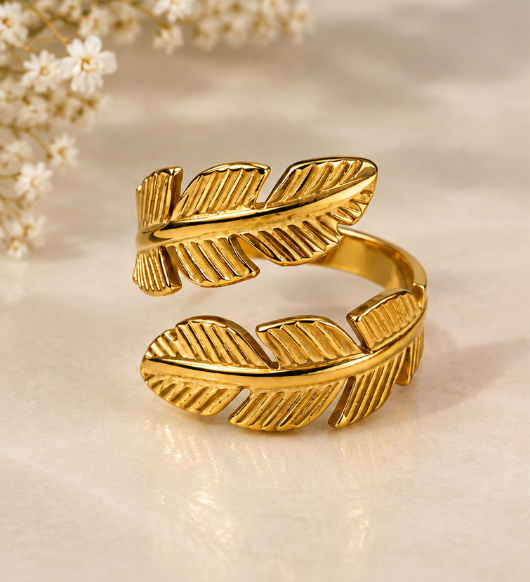 Golden Leaf Wrap Ring