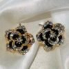 Black Rose Crystal Stud Earrings for Women