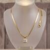 Gold-Plated Square Crystal Pendant Necklace