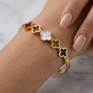 Clover Charm Bangle Bracelet for Women