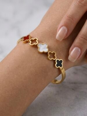 Clover Charm Bangle Bracelet for Women