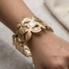 Gold-Plated Floral Butterfly Cuff Bracelet